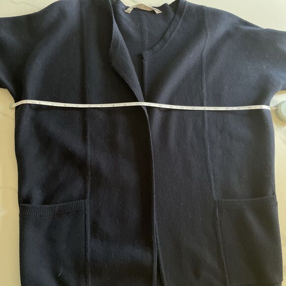 Athleta Wool Blend Open Front Sweater Cardigan Women Size XS Oversized Navy Blue - Picture 7 of 14